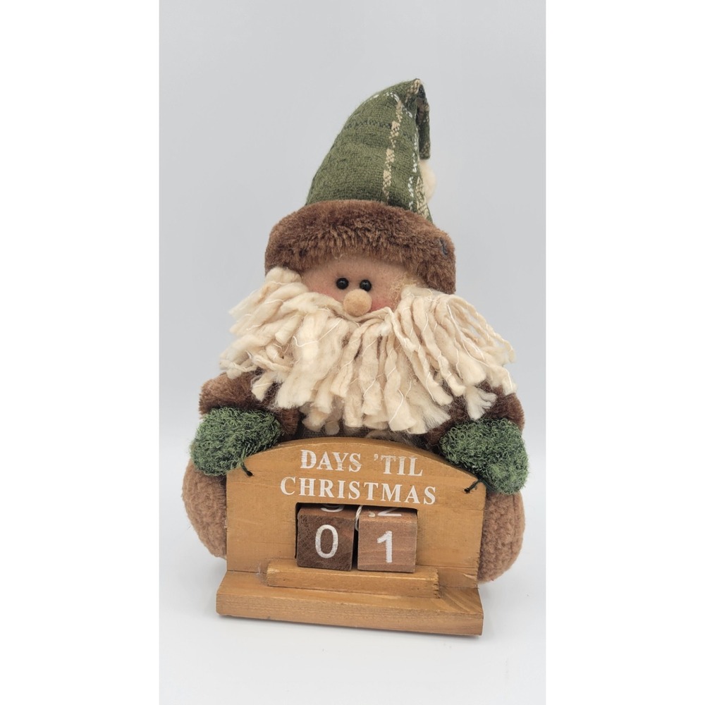 Vtg. Dan Dee Santa Cloth Figurine Wood Advent Calendar Days Til Christmas